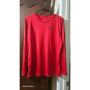 F.H. Davis Red Long Sleeve Fishing Shirt With Colorful Fish Graphic